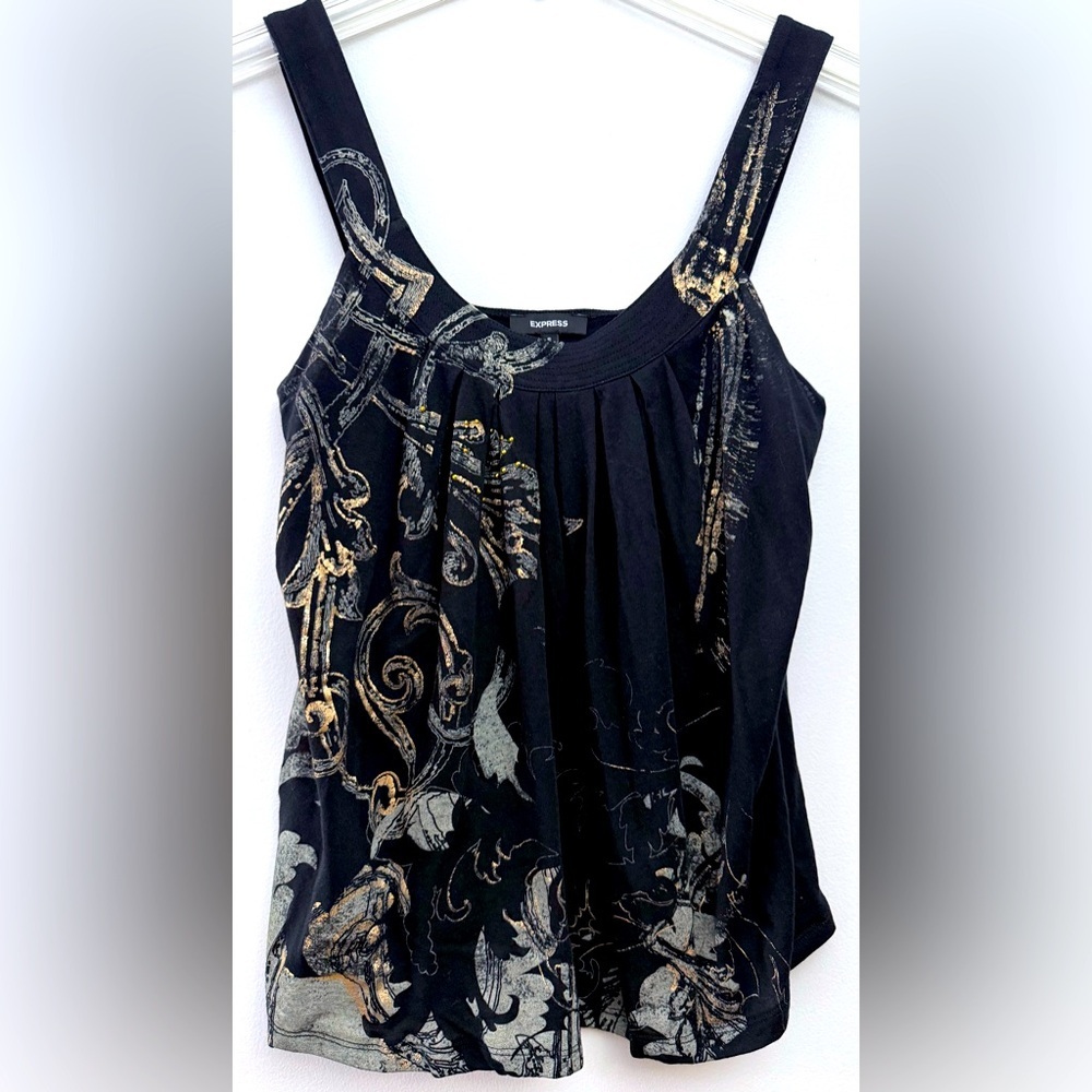 Express Black Tunic with Gold Pattern